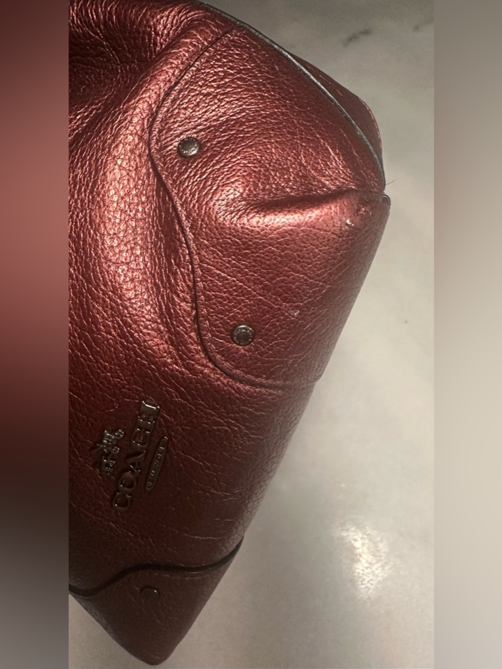 Coach Metallic Red Small Leather Drawstring Bucket Shoulder Crossbody Bag - Picture 8 of 15